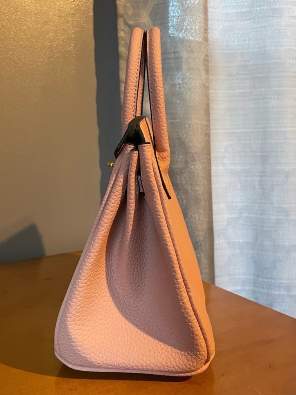 Blush Pink Structured, Leather Top-Handle Satchel - Picture 5 of 11